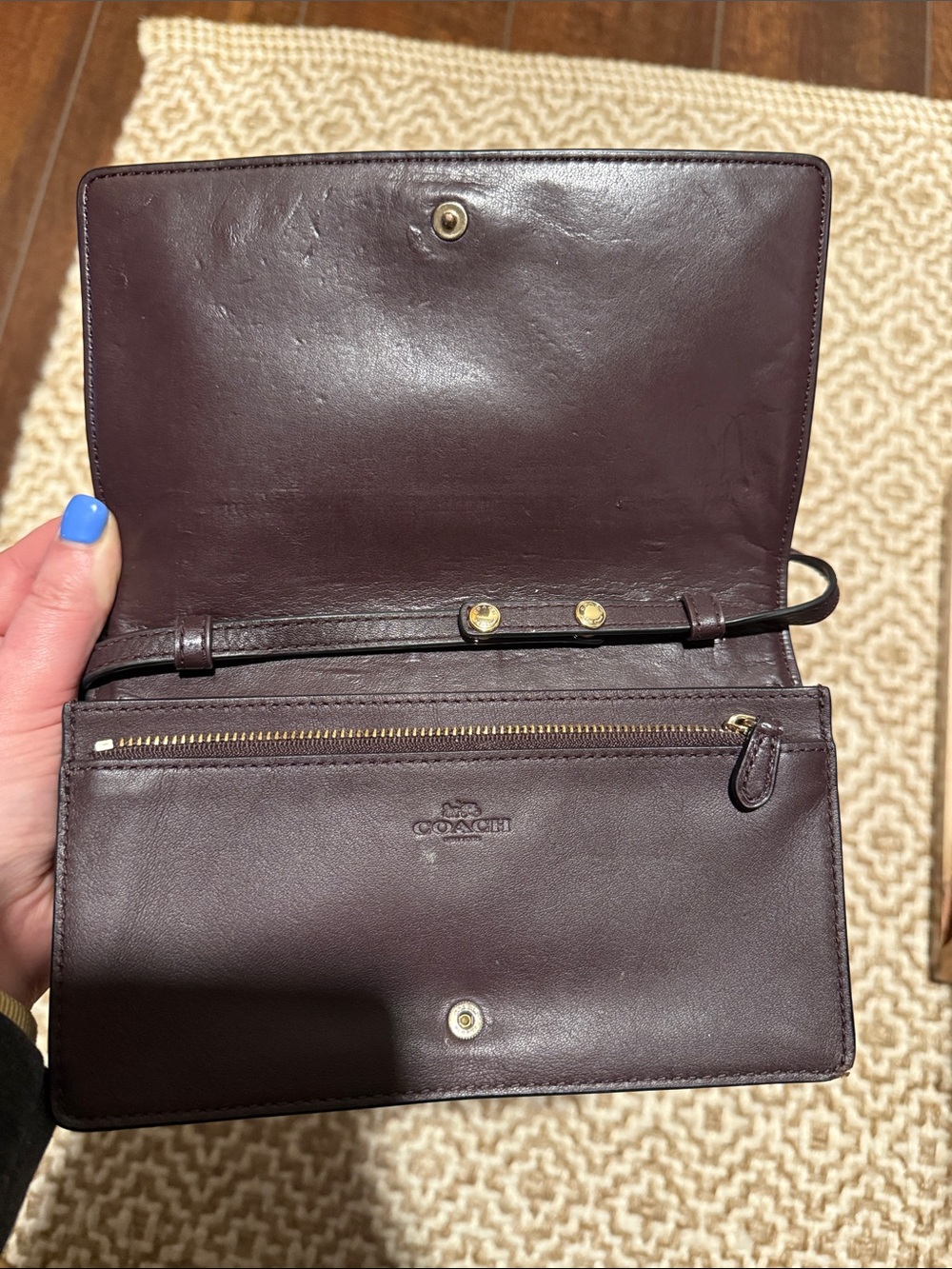 Coach Black Signature Embossed Crossbody Wallet - Picture 2 of 4